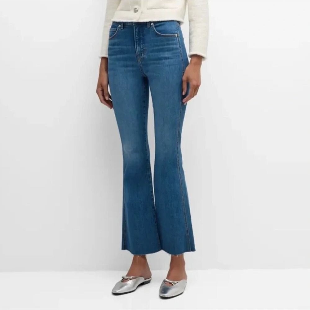 Veronica Beard Carolina Ankle Skinny Flare High Rise Jeans 70s Raw Hem Size 31